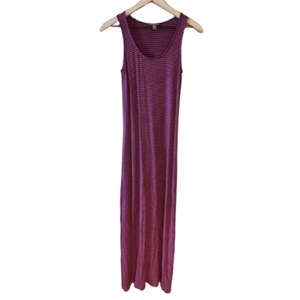 Women's XS Tommy Bahama Knit Striped Maxi Dress Pink Gray Stretch